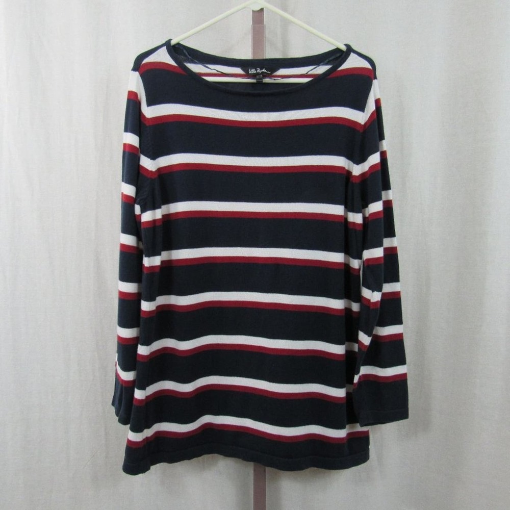 ULLA POPKEN 16/18 Red/Navy/White Long-Sleeved Sweater - Curated By Rua'h Kibriya